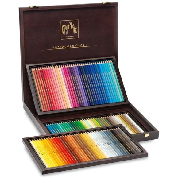 Caran d'Ache Supracolor 120 Coloured Pencils in Wooden Case - Picture 1 of 9